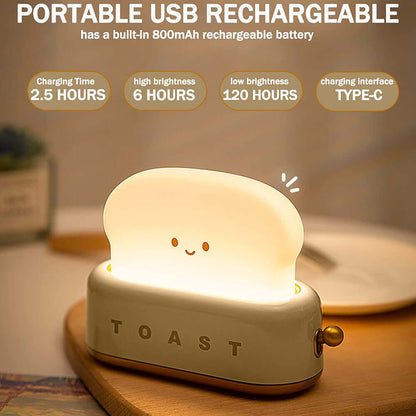Colorful LED Night Light USB Toast Lamp for Kids Bedroom