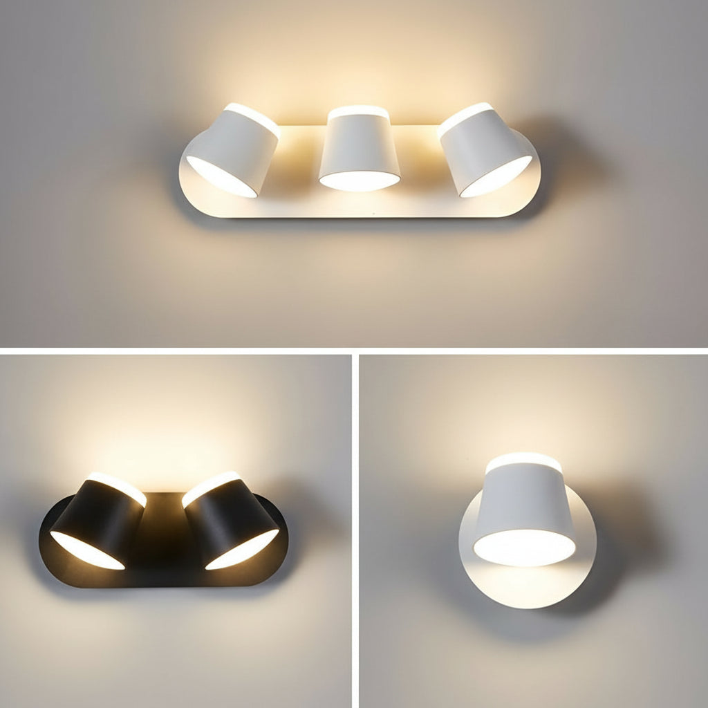 Compact Black Metal LED Wall Light Adjustable