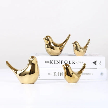 Chic White Ceramic Bird Figurine for Home Decoration