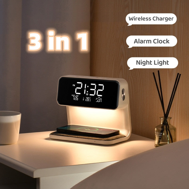 Compact Bedside Lamp with Wireless Charging & Alarm Clock - Cofik