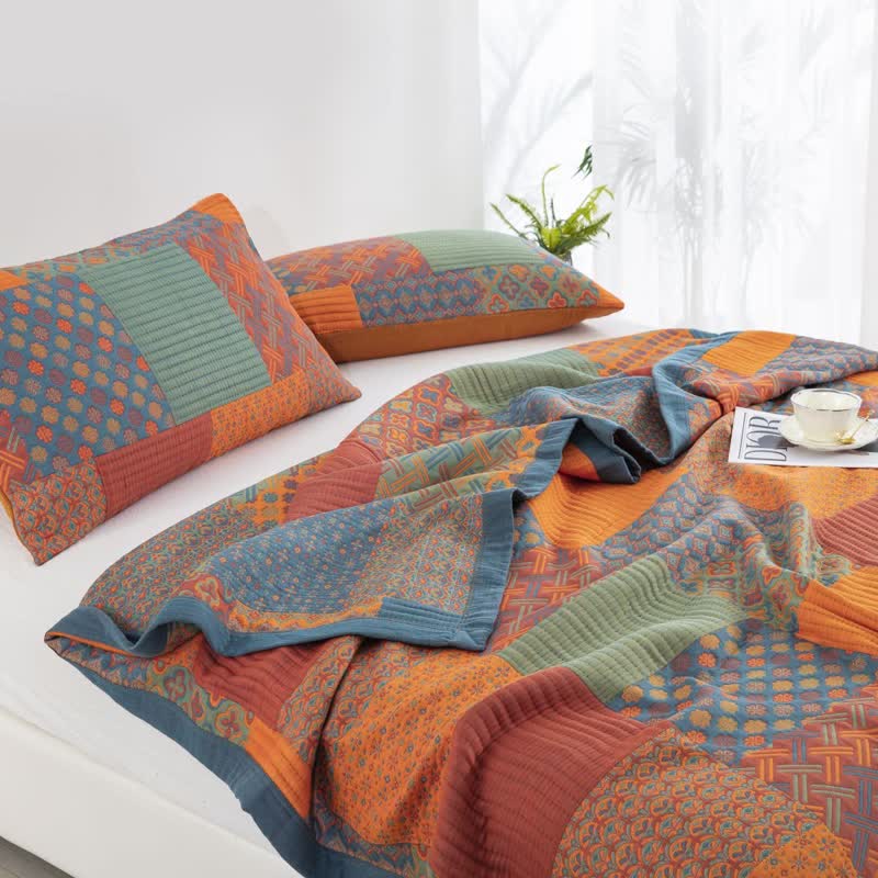 Soft Cotton Bed Quilt - Lightweight King Queen Coverlet