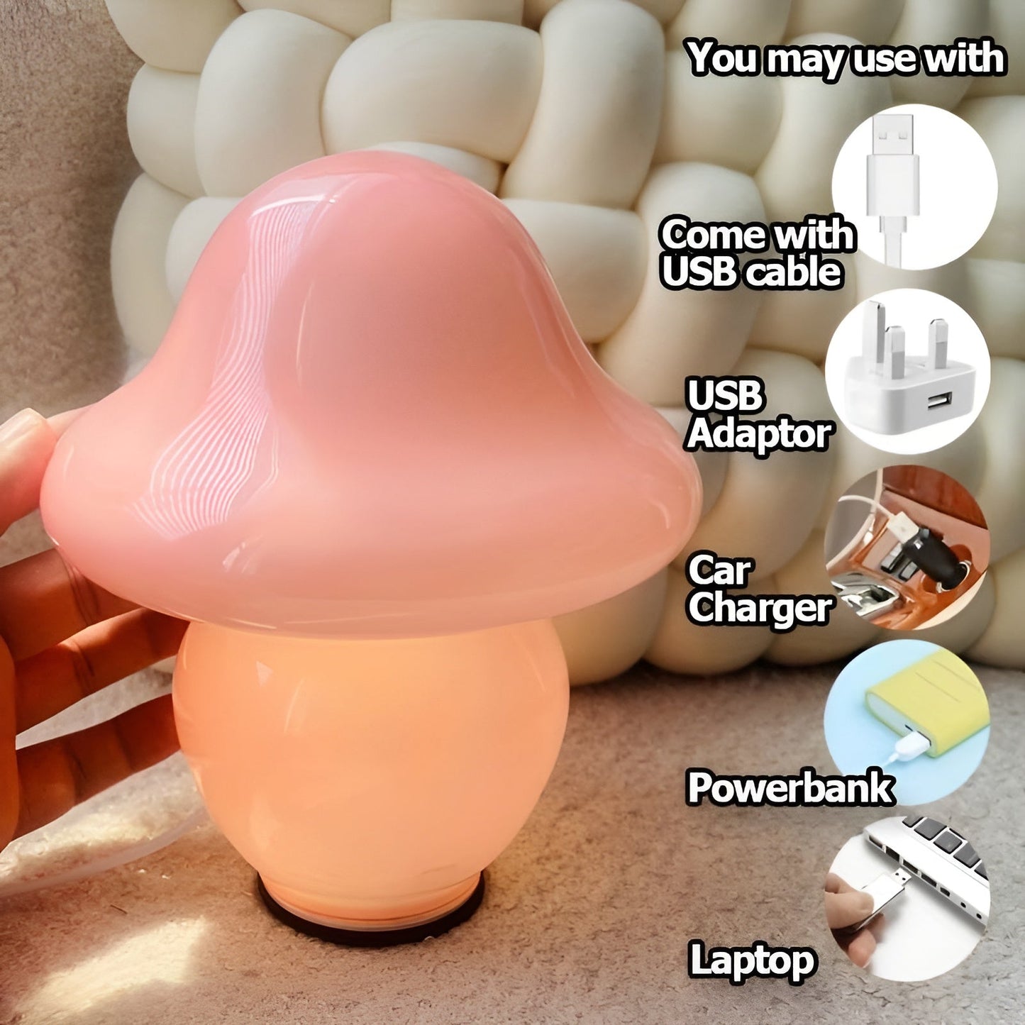 Unique Mushroom Glass Table Lamp