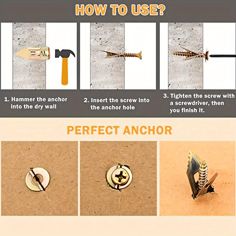 Strong Drywall Anchor Kit with Heavy Duty Zinc Screws