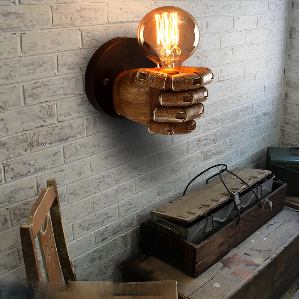 Edgy Metal Fist Wall Light Industrial Lamp Sconce - Cofik