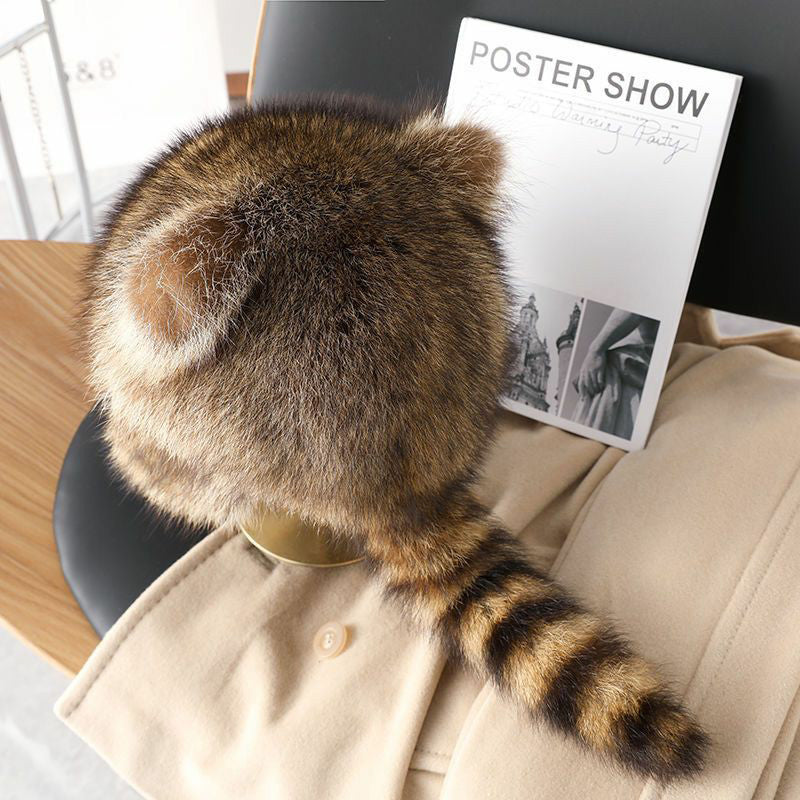 Adorable Faux Fur Raccoon Parent Kid Hat