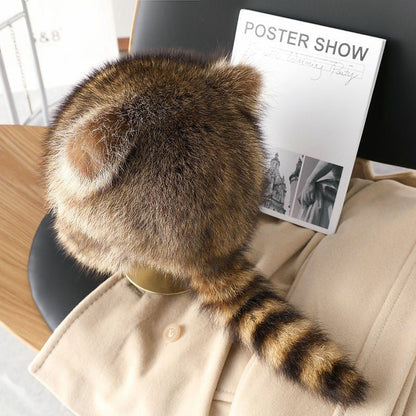 Adorable Faux Fur Raccoon Parent Kid Hat