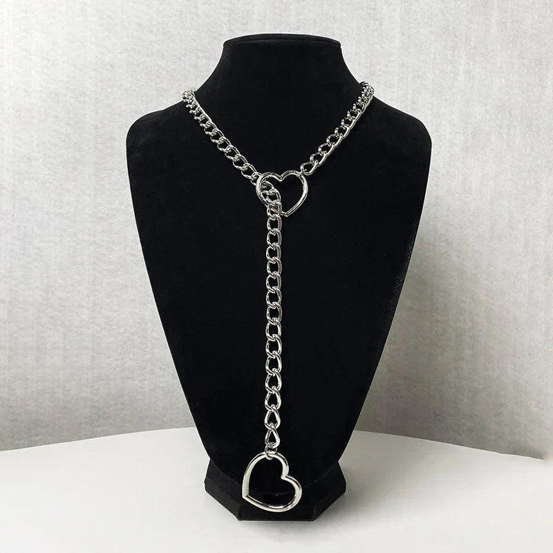 Edgy Black Heart Pendant Necklace - Cofik