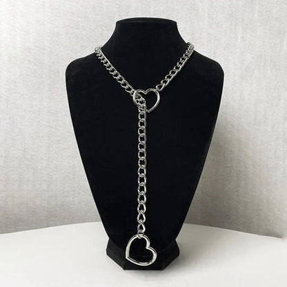Edgy Black Heart Pendant Necklace - Cofik