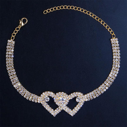 Sparkly Heart Chain Anklet - Cofik
