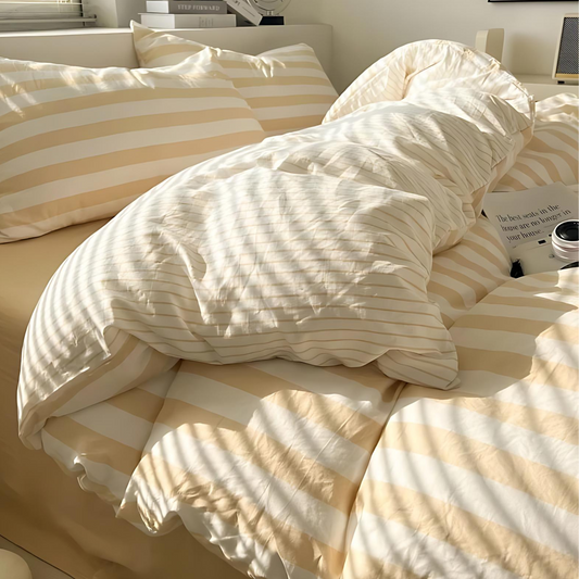 Timeless Stripe 4 Piece Bed Sheet Set Duvet Cover - Cofik