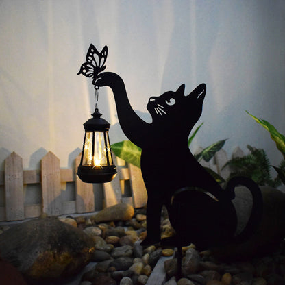 Outdoor Solar Powered Black Cat LED Lantern Lights - Cofik