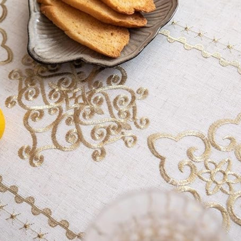 Elegant Embroidered Dining Table Cover