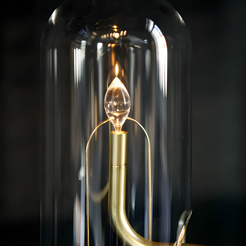 Elegant Glass Dome LED Candle Table Lamp