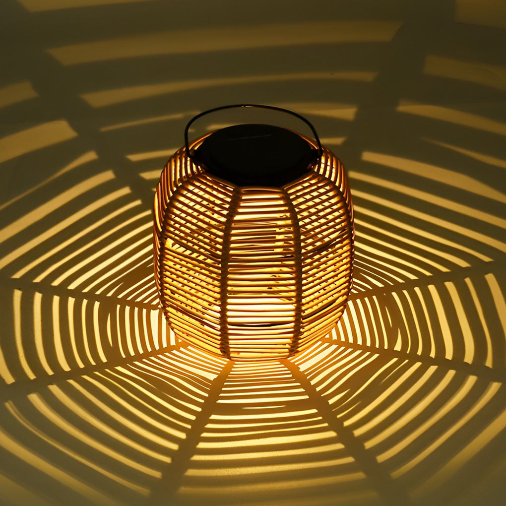 Outdoor Solar Powered Rattan Garden Lamp