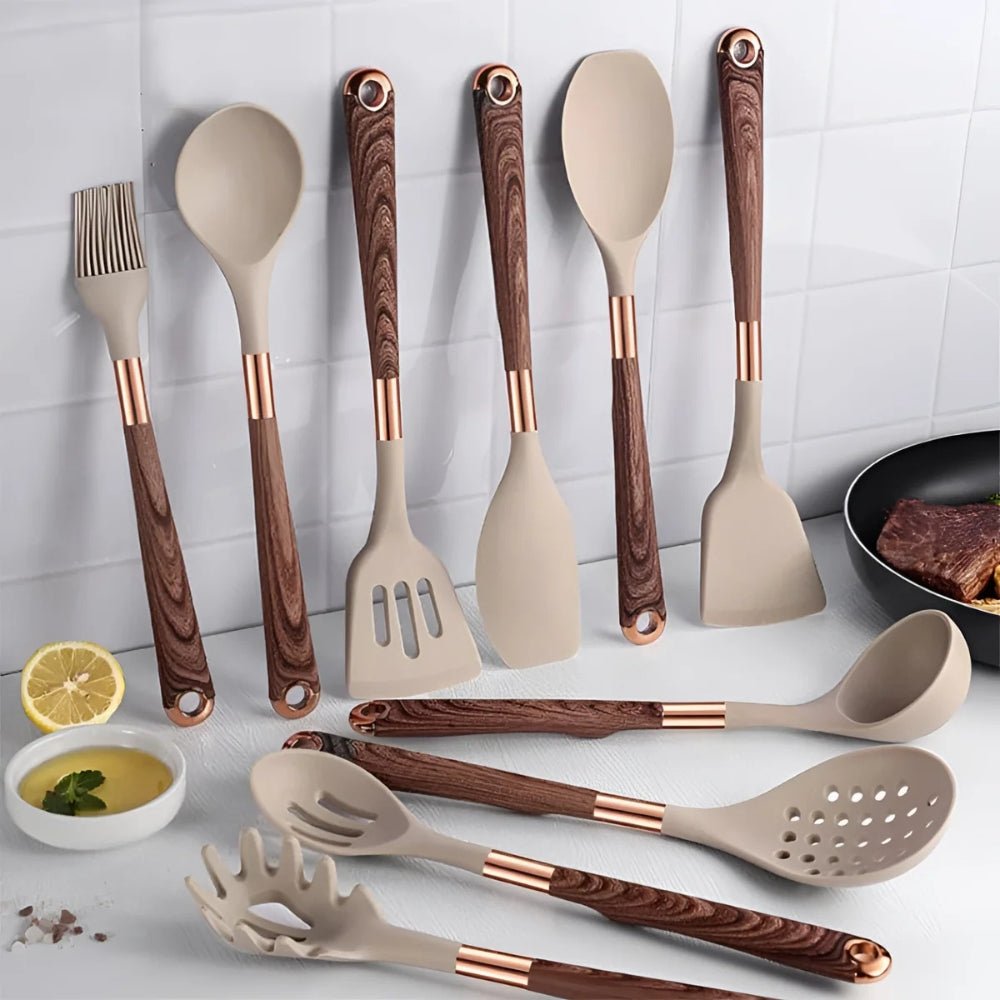Premium Silicone Kitchen Utensil Set 10 Pieces - Cofik