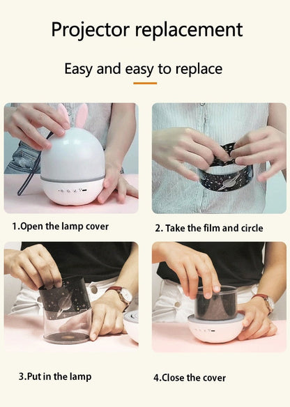 Colorful Bunny Star Night Light Projector