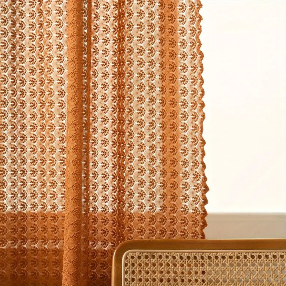 Warm Beige Macrame Window Curtain Panel