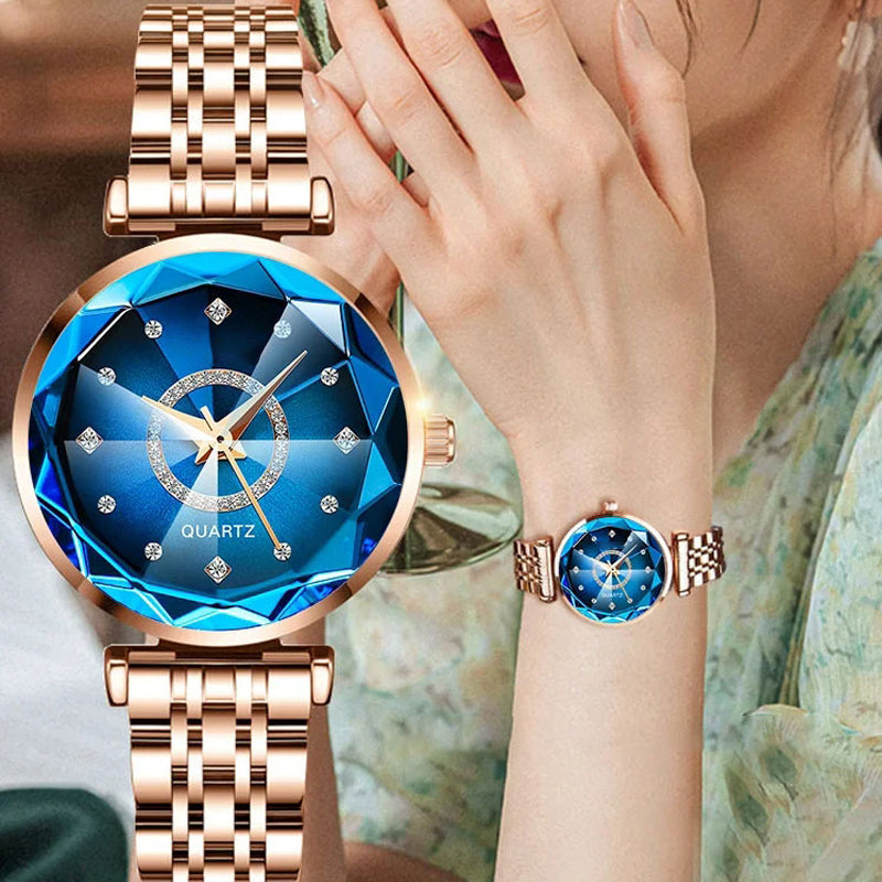 Glittering Diamond Face Women's Water Resistant Watch