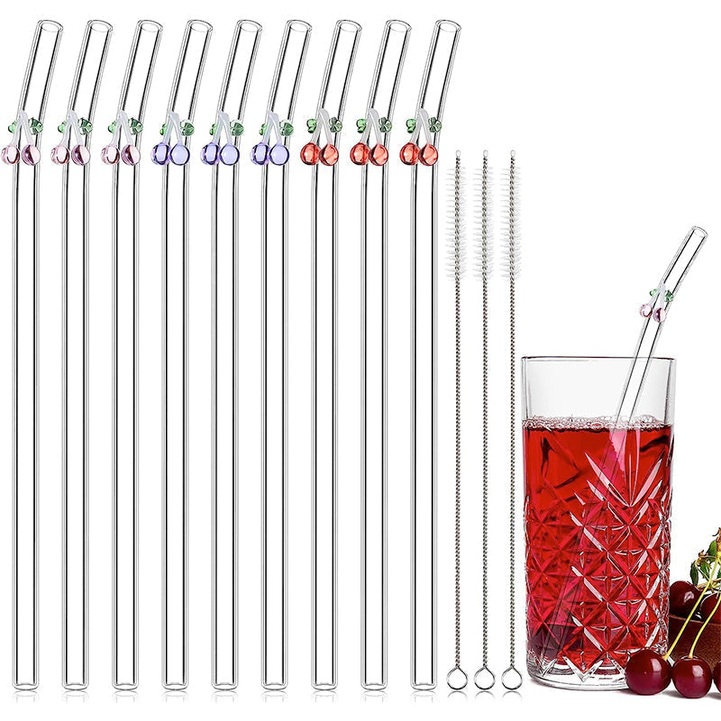 Colorful Reusable Drinking Straws with Cleaner Brush Set