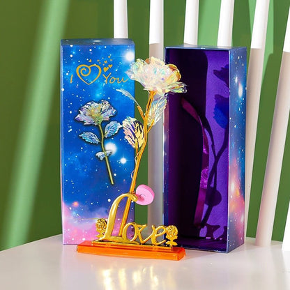 Sparkling Pink Valentine's Day Rose Figurine