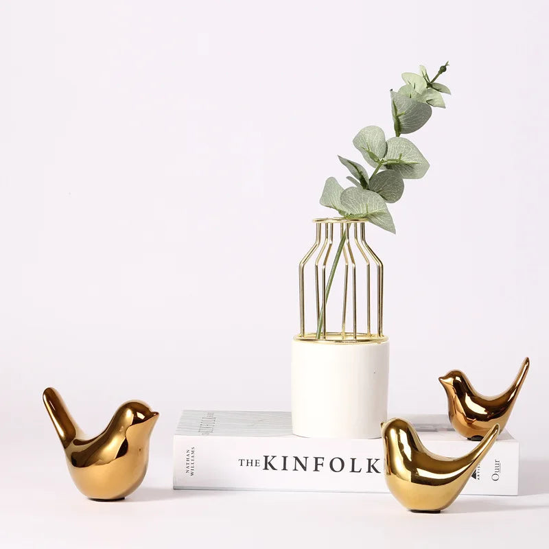 Chic White Ceramic Bird Figurine for Home Decoration