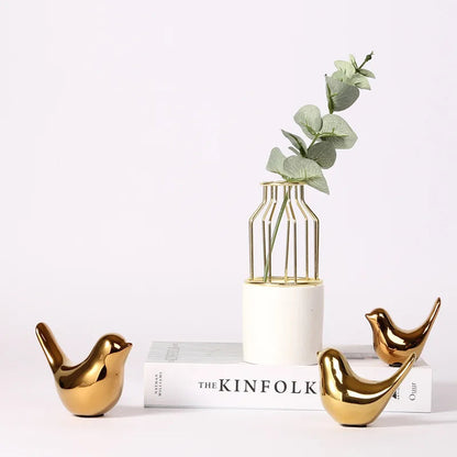 Chic White Ceramic Bird Figurine for Home Decoration