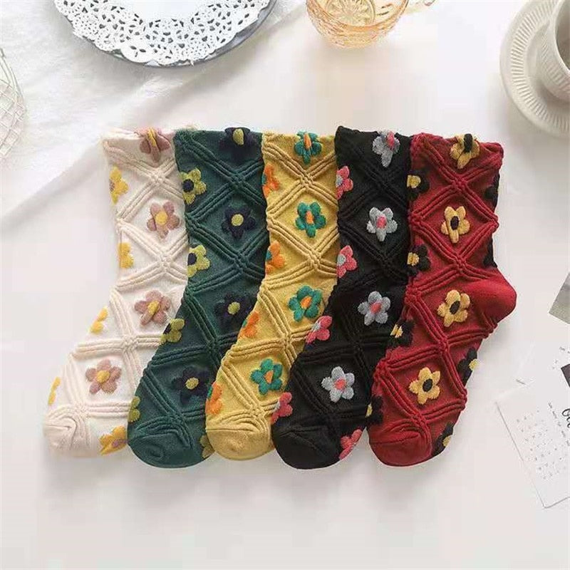 Classic Floral Pattern Ankle Socks 5 Pack