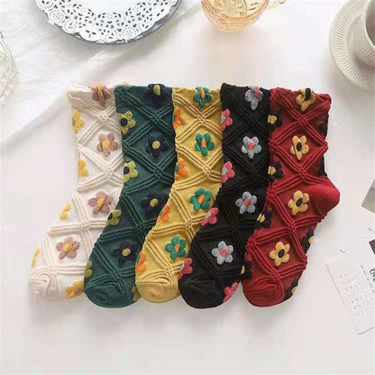Classic Floral Pattern Ankle Socks 5 Pack
