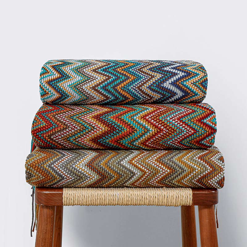 Vibrant Striped Fringe Throw Blanket