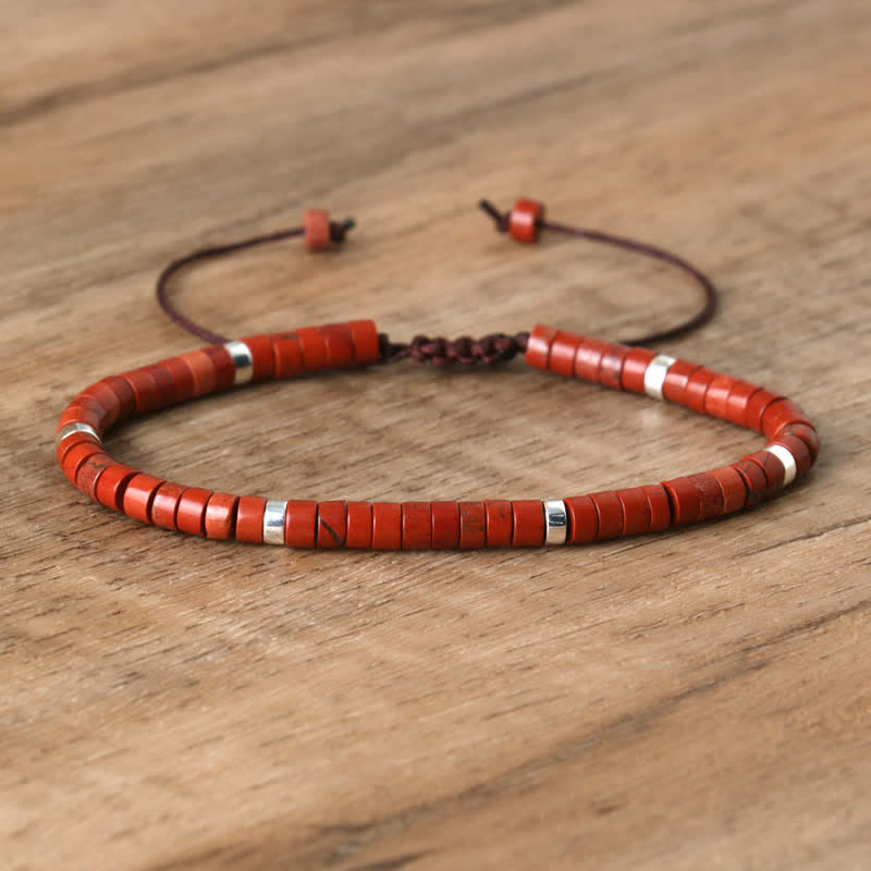 Bohemian Stone Beaded Bracelet with Natural Rollers
