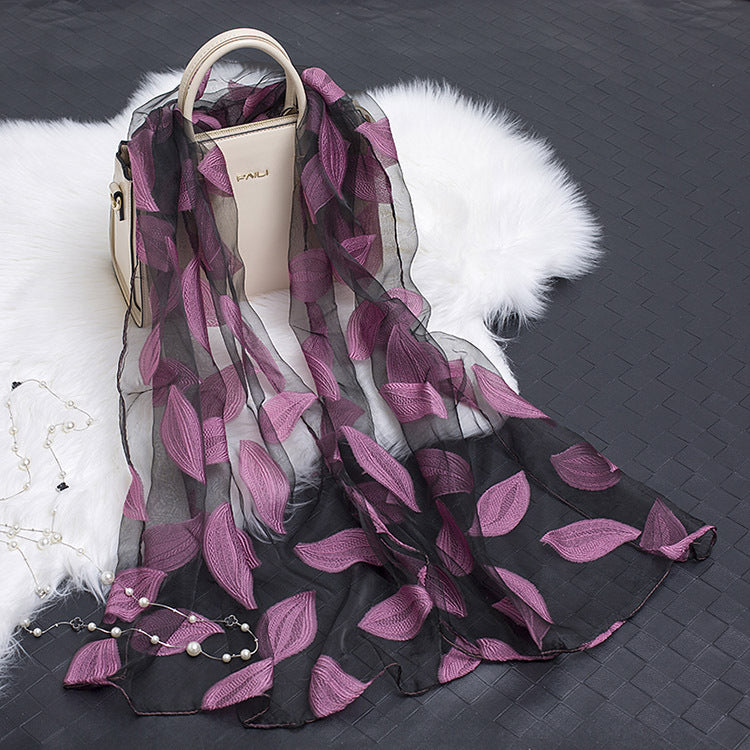 Luxury Silk Scarf with Floral Pattern