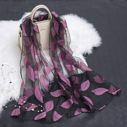 Luxury Silk Scarf with Floral Pattern