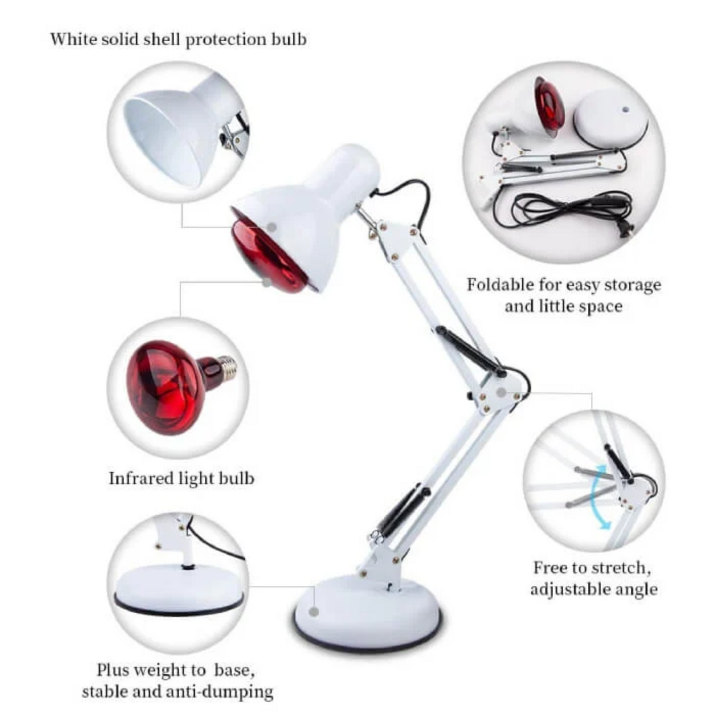Portable Infrared Heat Therapy Desk Lamp