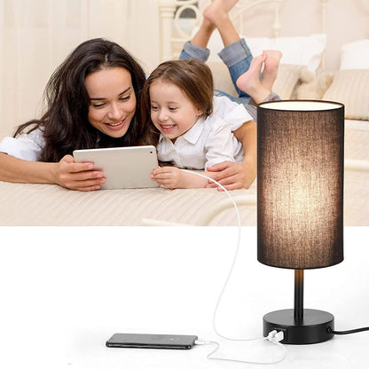 Smart Wooden Bedside Lamp with USB Port