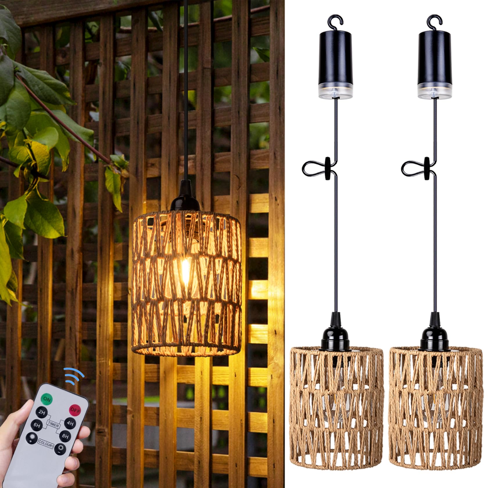 Energy Saving Wicker Hanging Candle Light – 2 Pack - Cofik