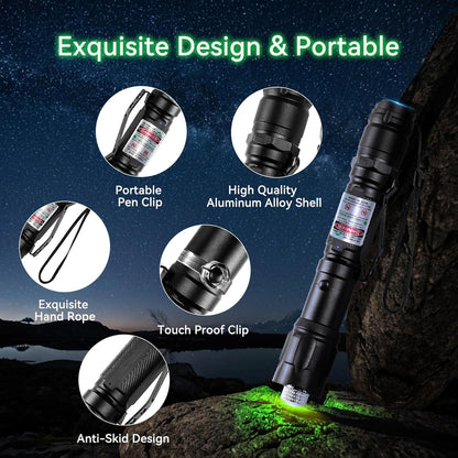 Bright Rechargeable LED Green Flashlight Torch