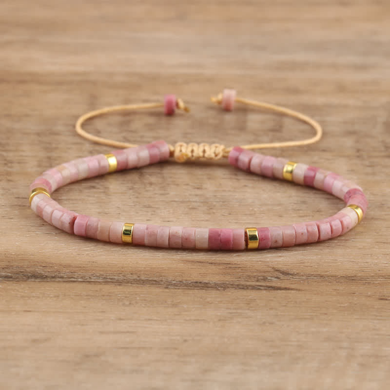 Bohemian Stone Beaded Bracelet with Natural Rollers