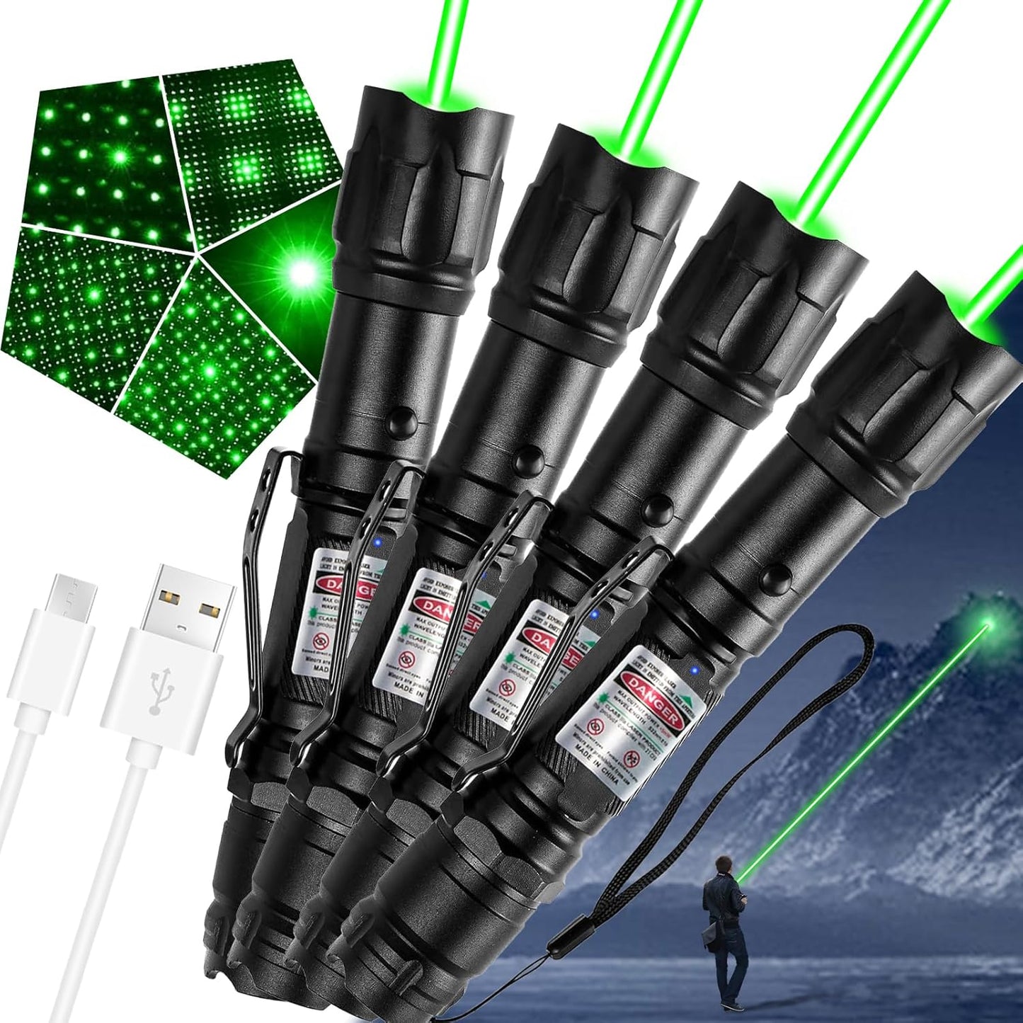 Bright Rechargeable LED Green Flashlight Torch