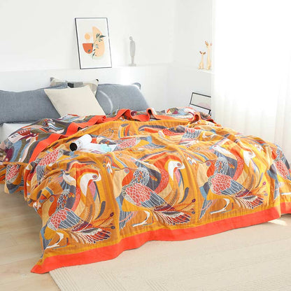 Eco Friendly Cotton Quilt with Colorful Tropical Design