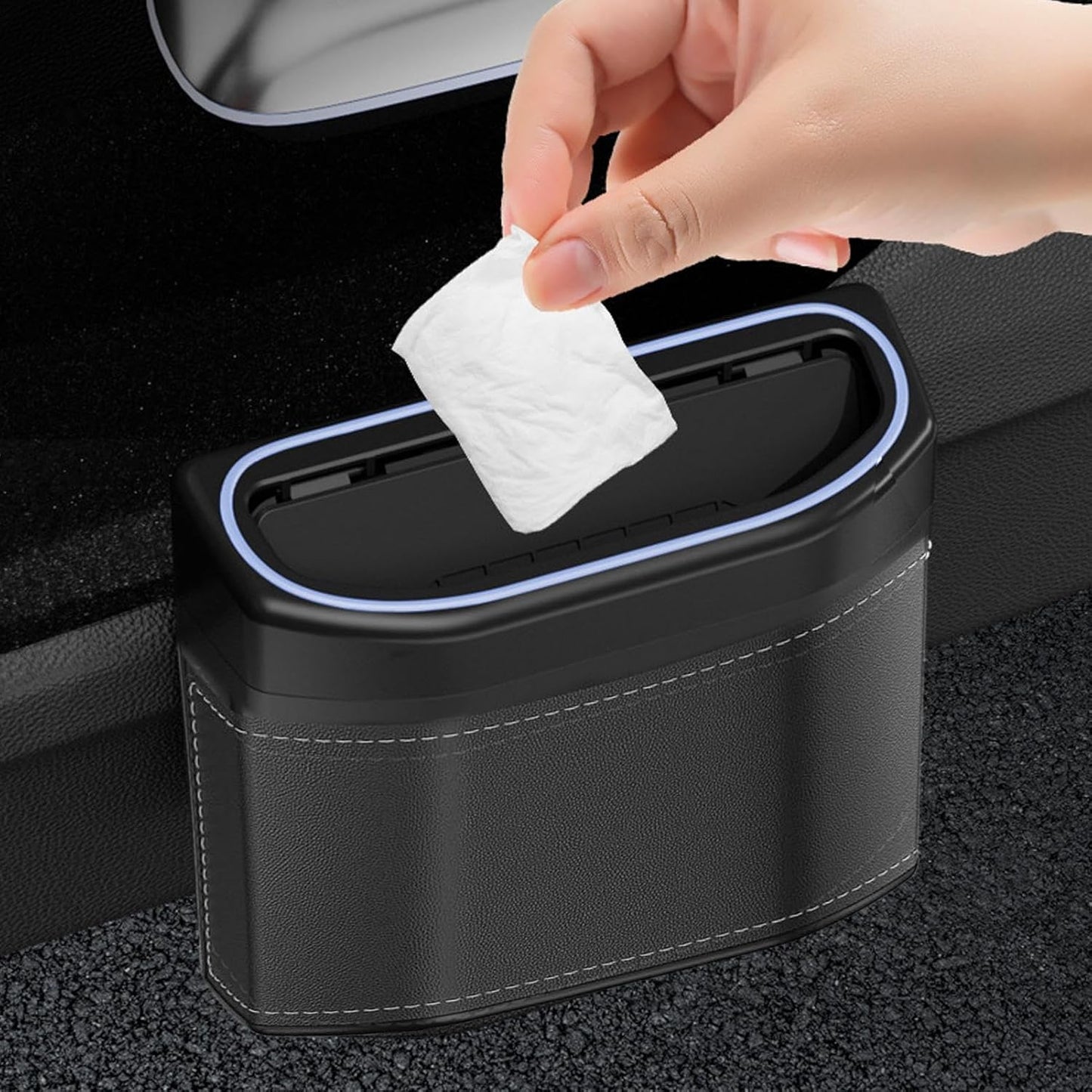 Odor-Proof Car Waste Bin with LED Light