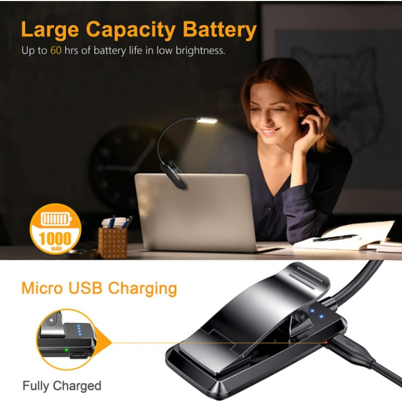 Portable Rechargeable LED Clip On Reading Light