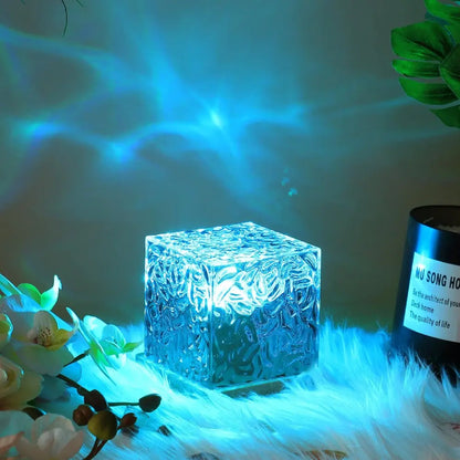 Glass Cube Desk Lamp Soft Lighting
