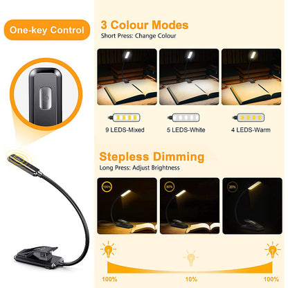 Portable Rechargeable LED Clip On Reading Light