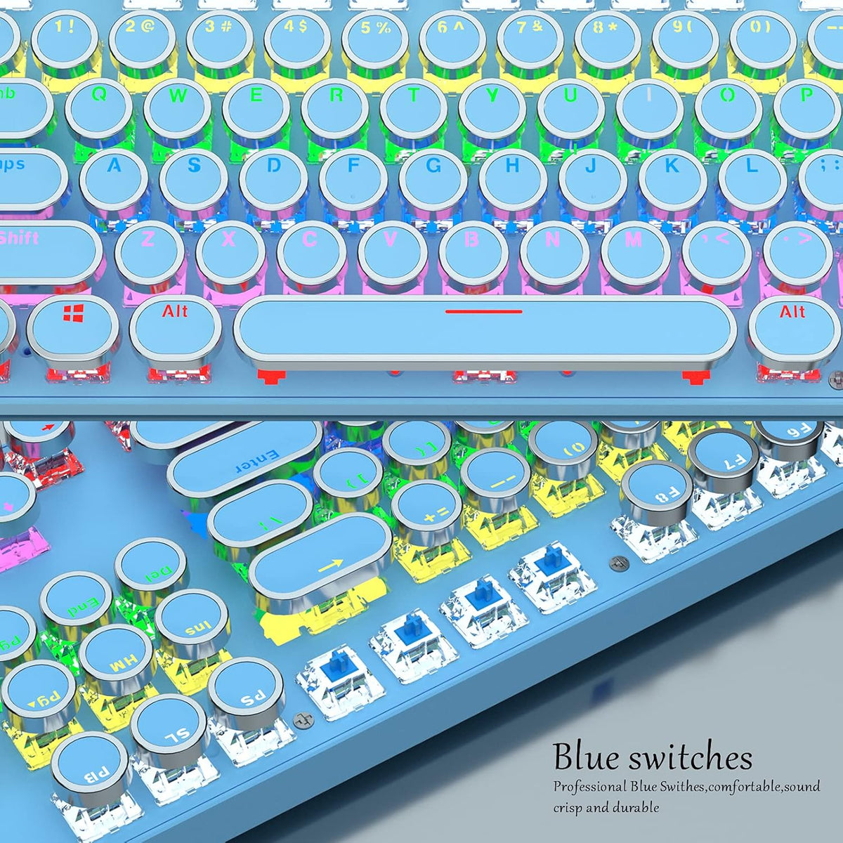Pro Gamer Keyboard RGB LED Blue Mechanical Keys