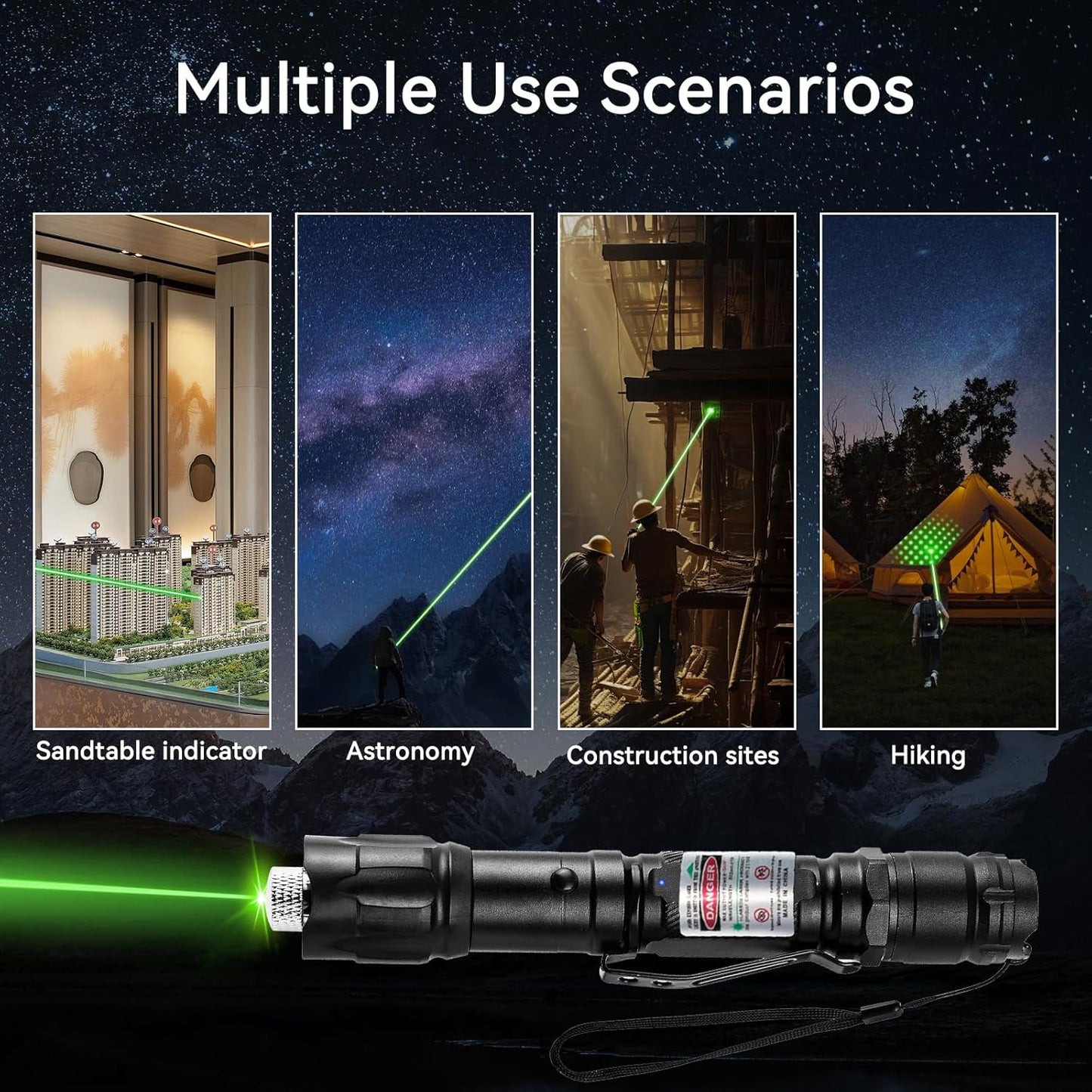 Bright Rechargeable LED Green Flashlight Torch