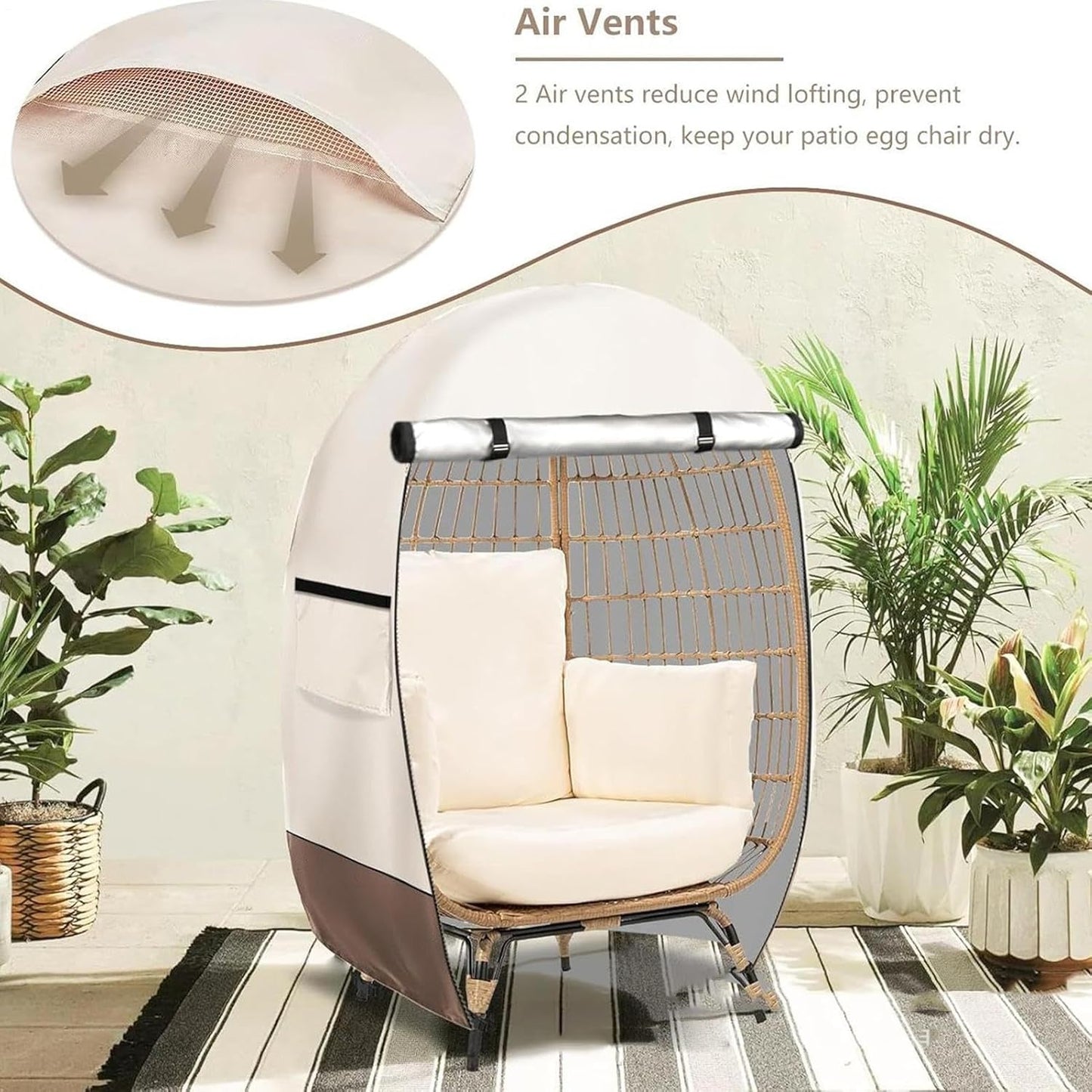 Waterproof Outdoor Chair Cover with Double Zipper