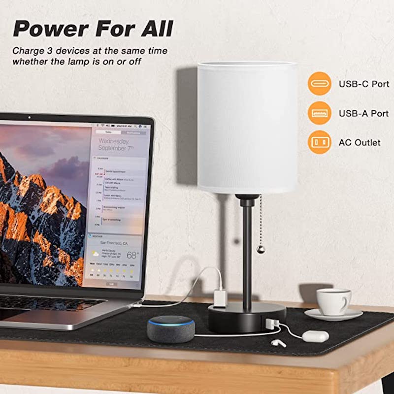 Smart Table Lamp with USB Charging and Color Options