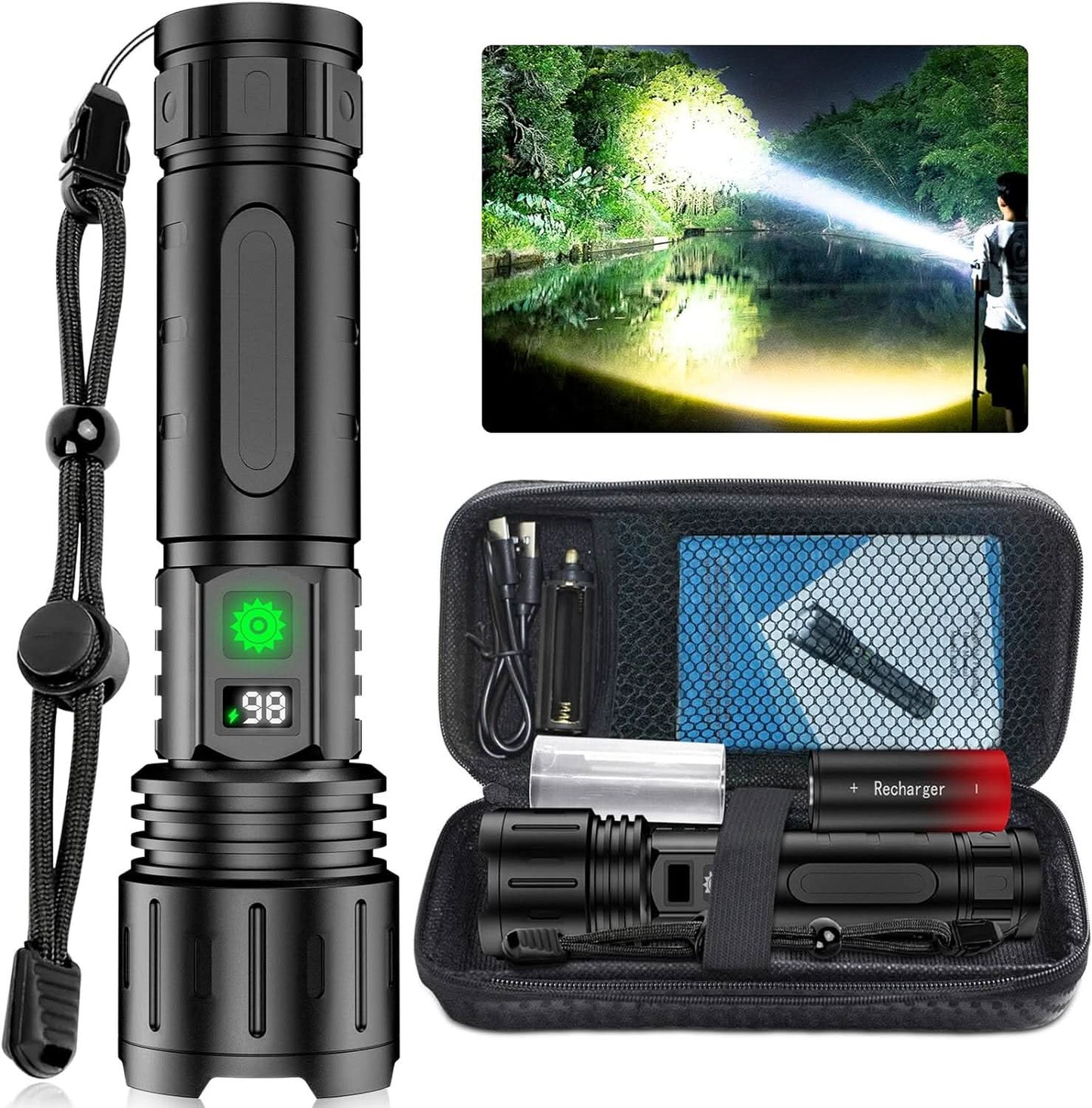 Bright X100 LED Flashlight with Power Bank