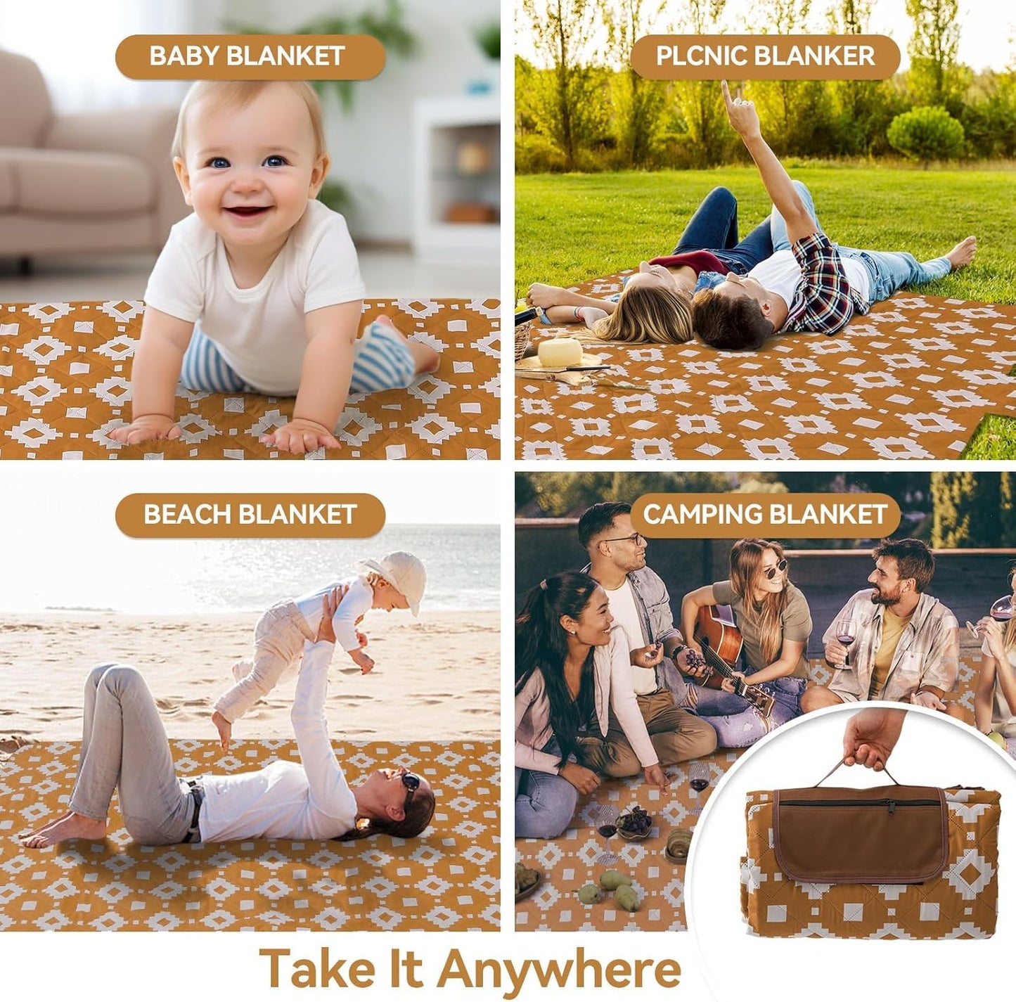 Big Waterproof Outdoor Blanket 200x200cm