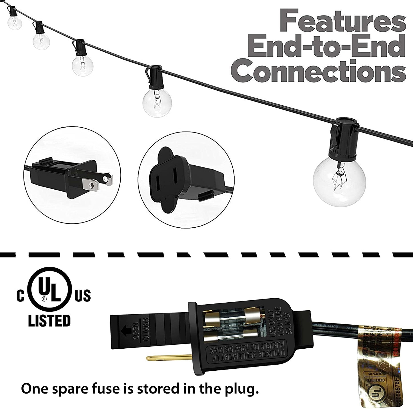 Outdoor Fairy String Lights with Waterproof Bulbs